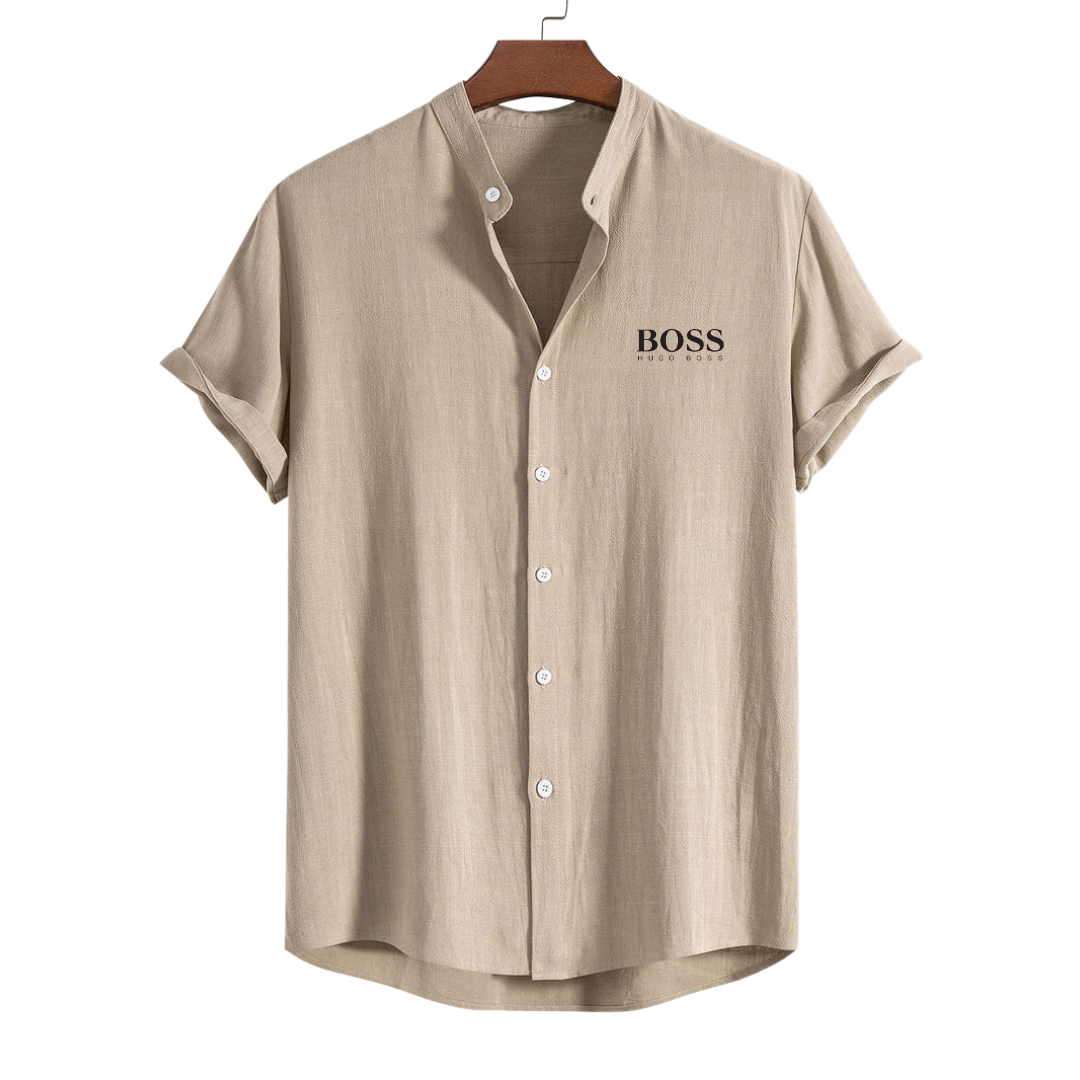 BOSS™ Chemise à col en mélange lin-rayonne