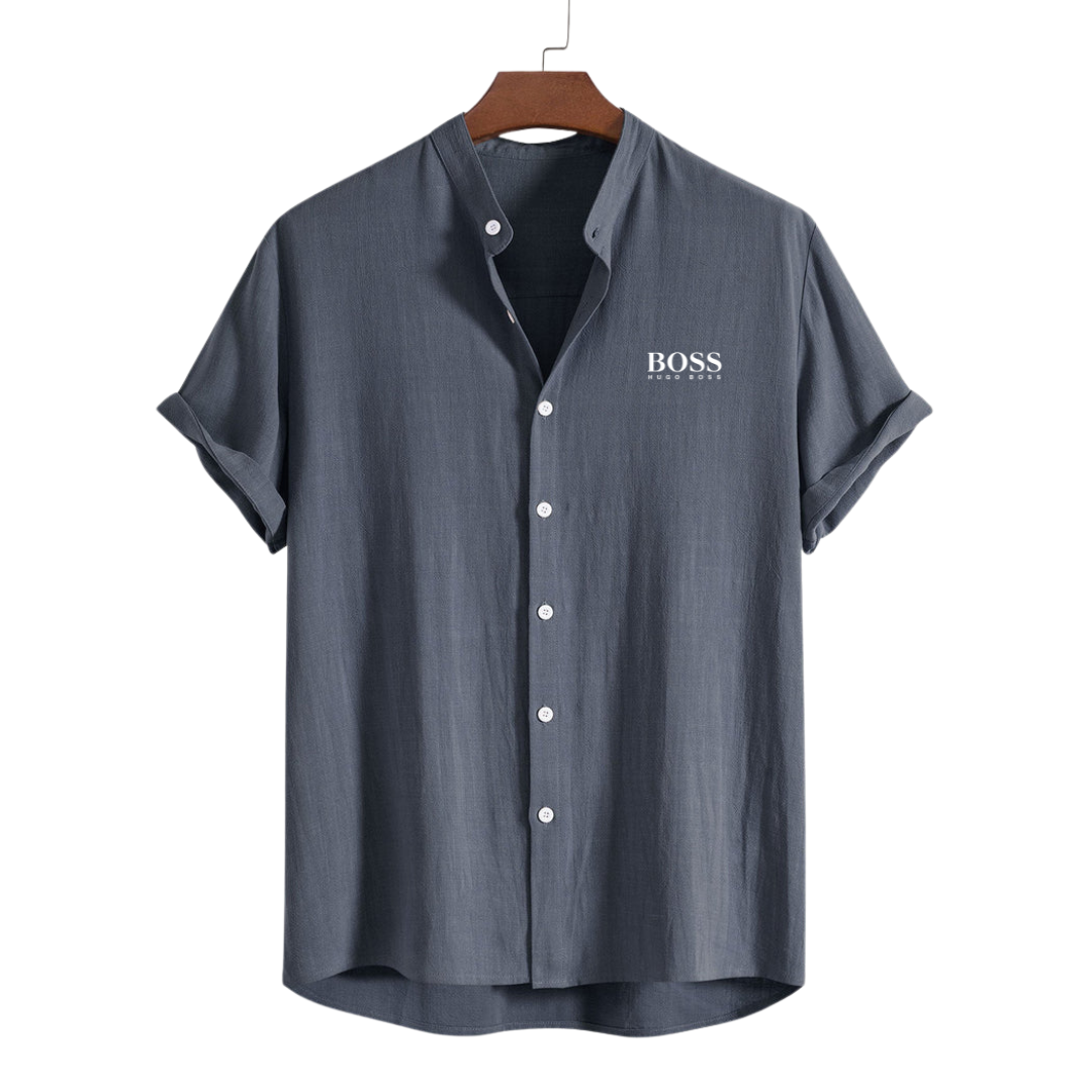 BOSS™ Chemise à col en mélange lin-rayonne