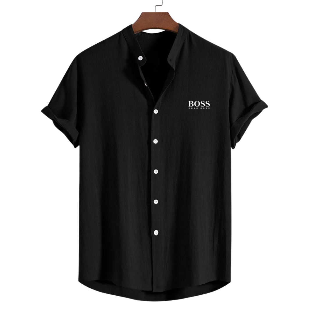 BOSS™ Chemise à col en mélange lin-rayonne