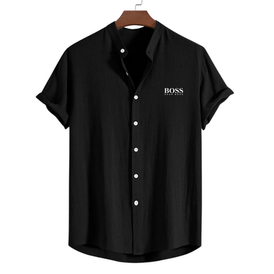 BOSS™ Chemise à col en mélange lin-rayonne