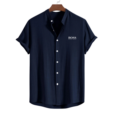 BOSS™ Chemise à col en mélange lin-rayonne