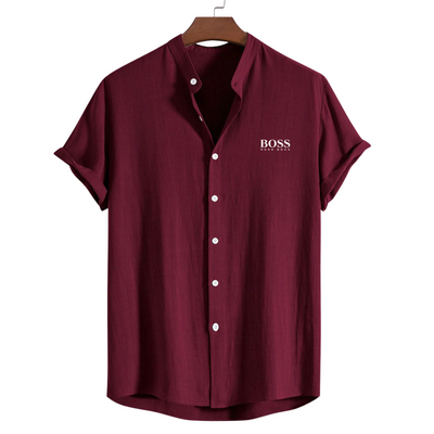 BOSS™ Chemise à col en mélange lin-rayonne