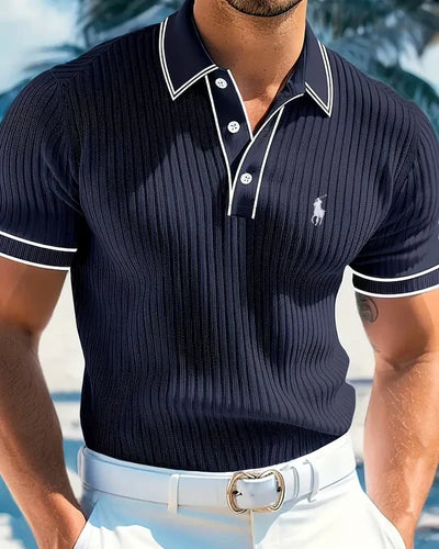 RL™ Polo à col contrasté et tissu texturé